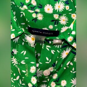 BN Tommy Hilfiger Midi Dress Sleeveless Dress w Collar & Tie Waist 100% Cotton